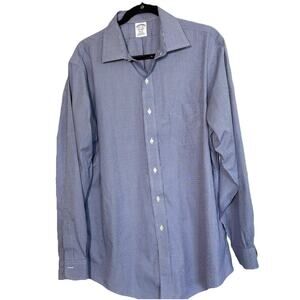 Brooks Brothers Regent Shirt 16 1/2-35 Blue Twill 100% American Supima Cotton